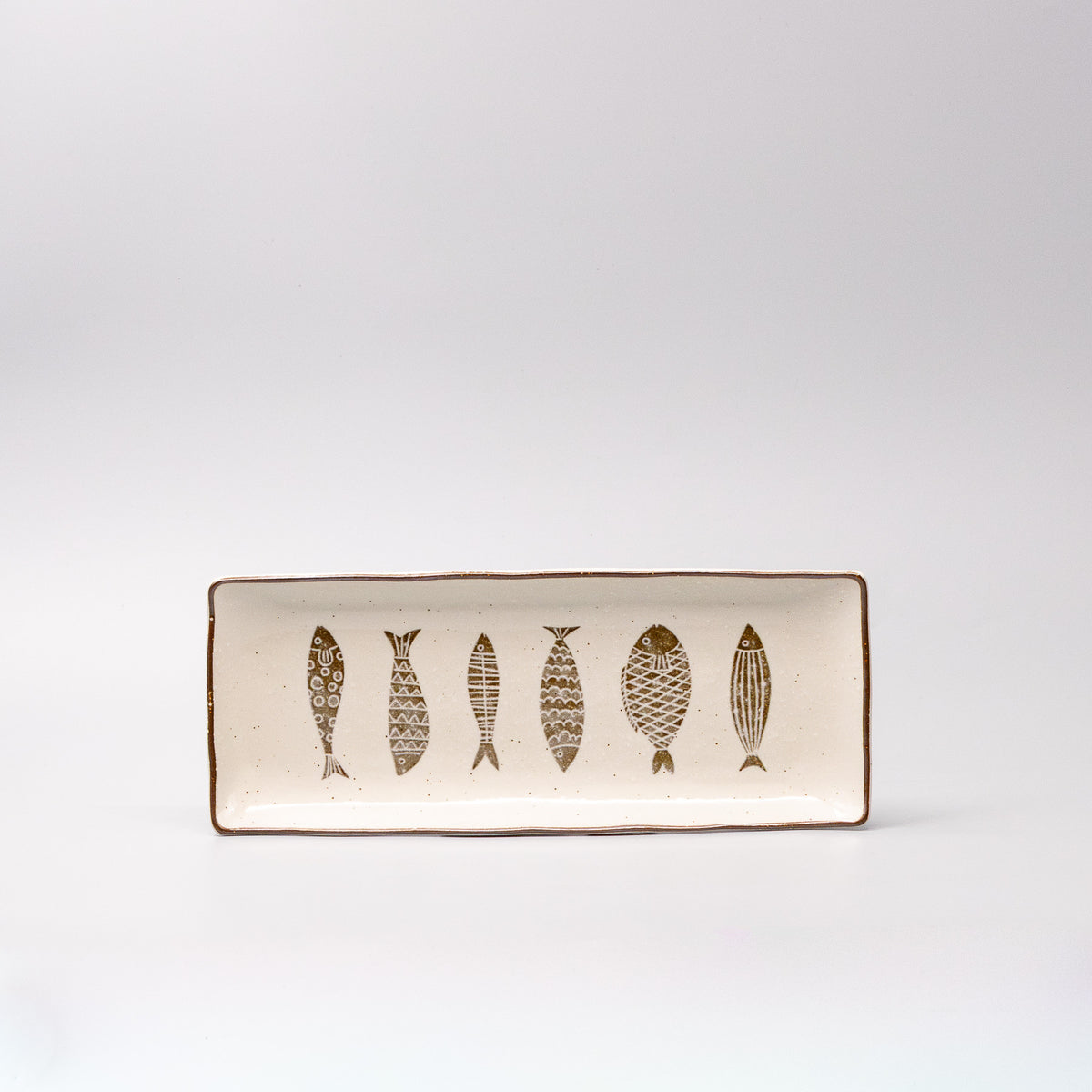 Sashimi Plate 28cm Sakana Brown Design