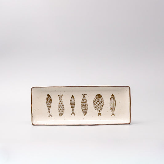 Sashimi Plate 28cm Brown Fish Design