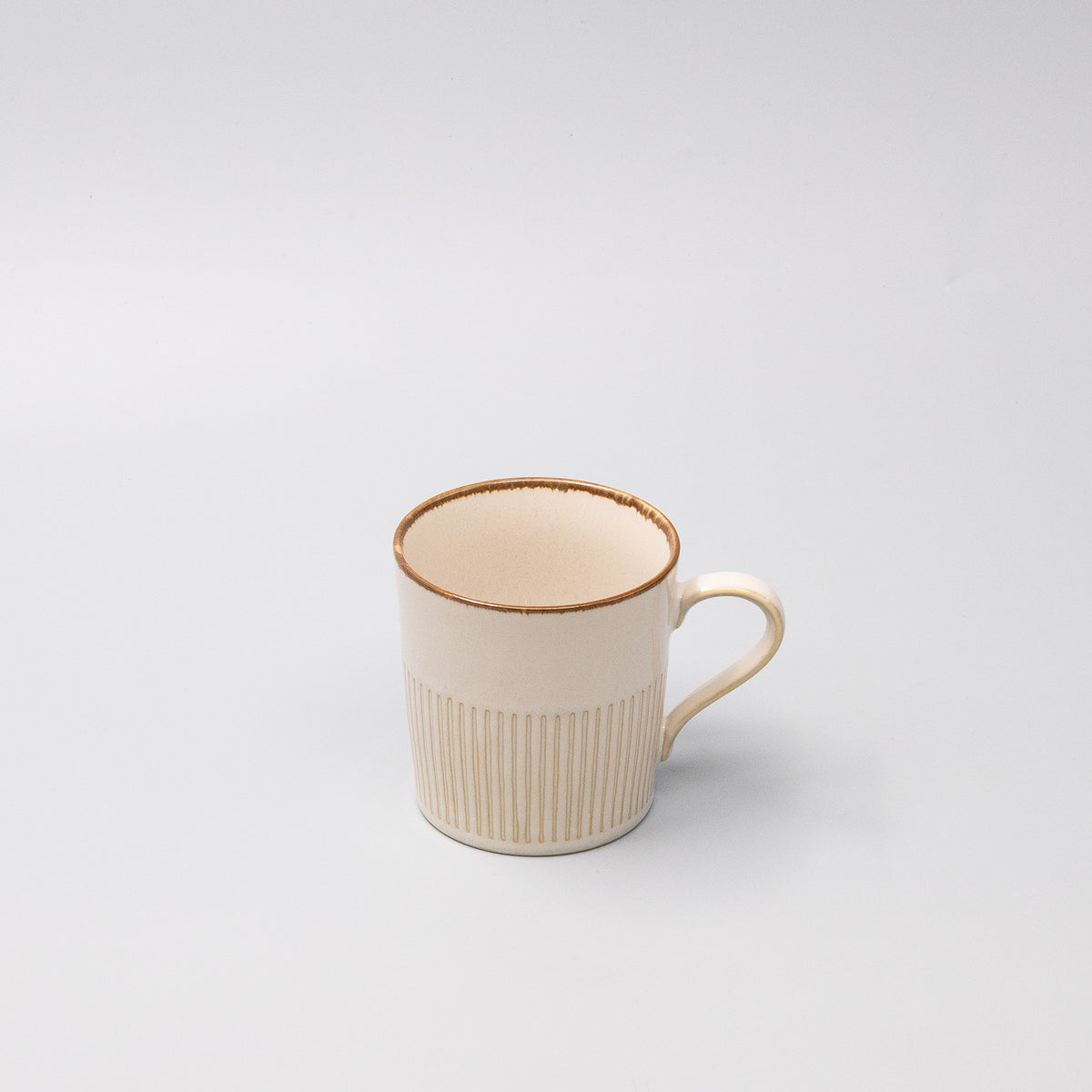 Mug with Handle Ridged White Glaze