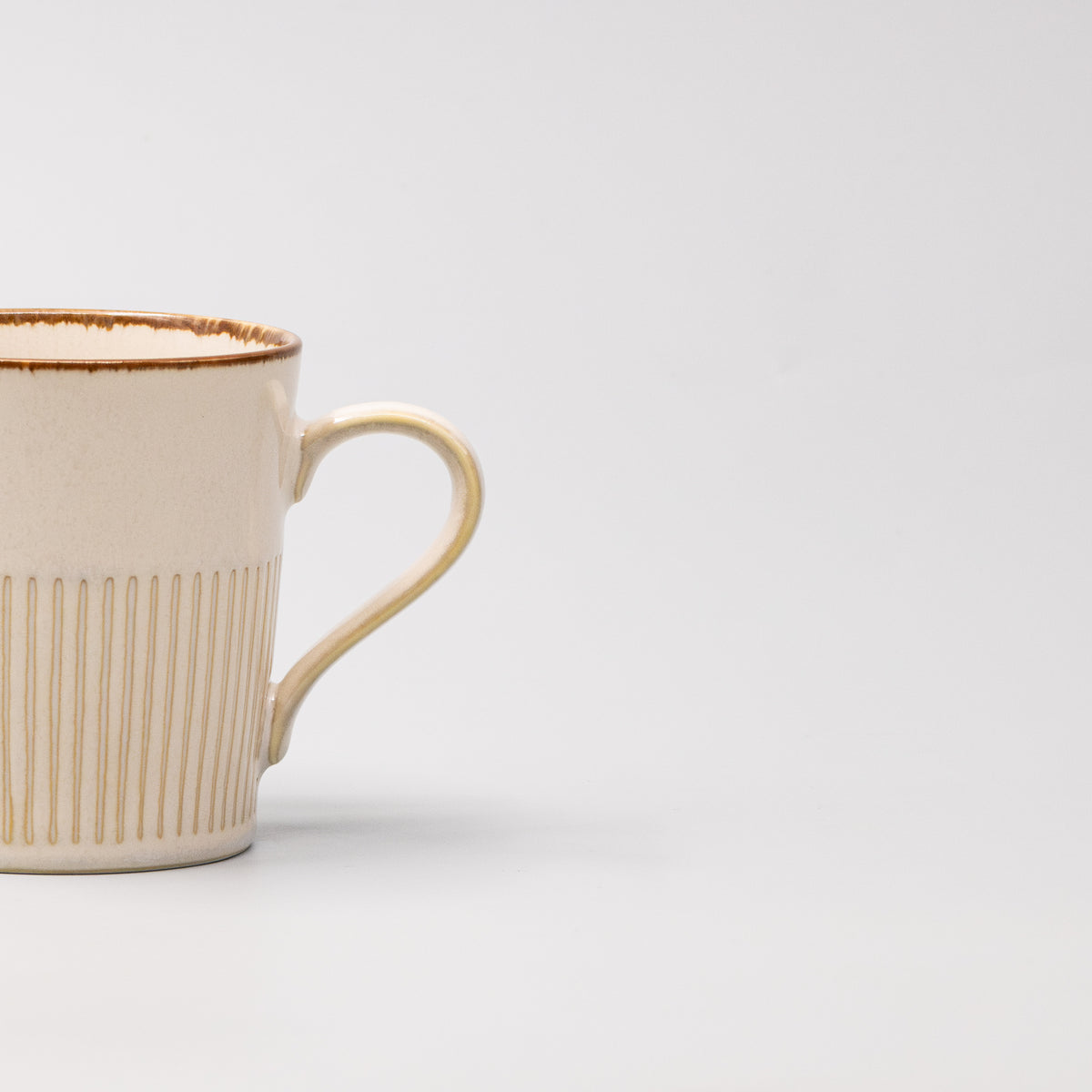 Mug with Handle Ridged White Glaze