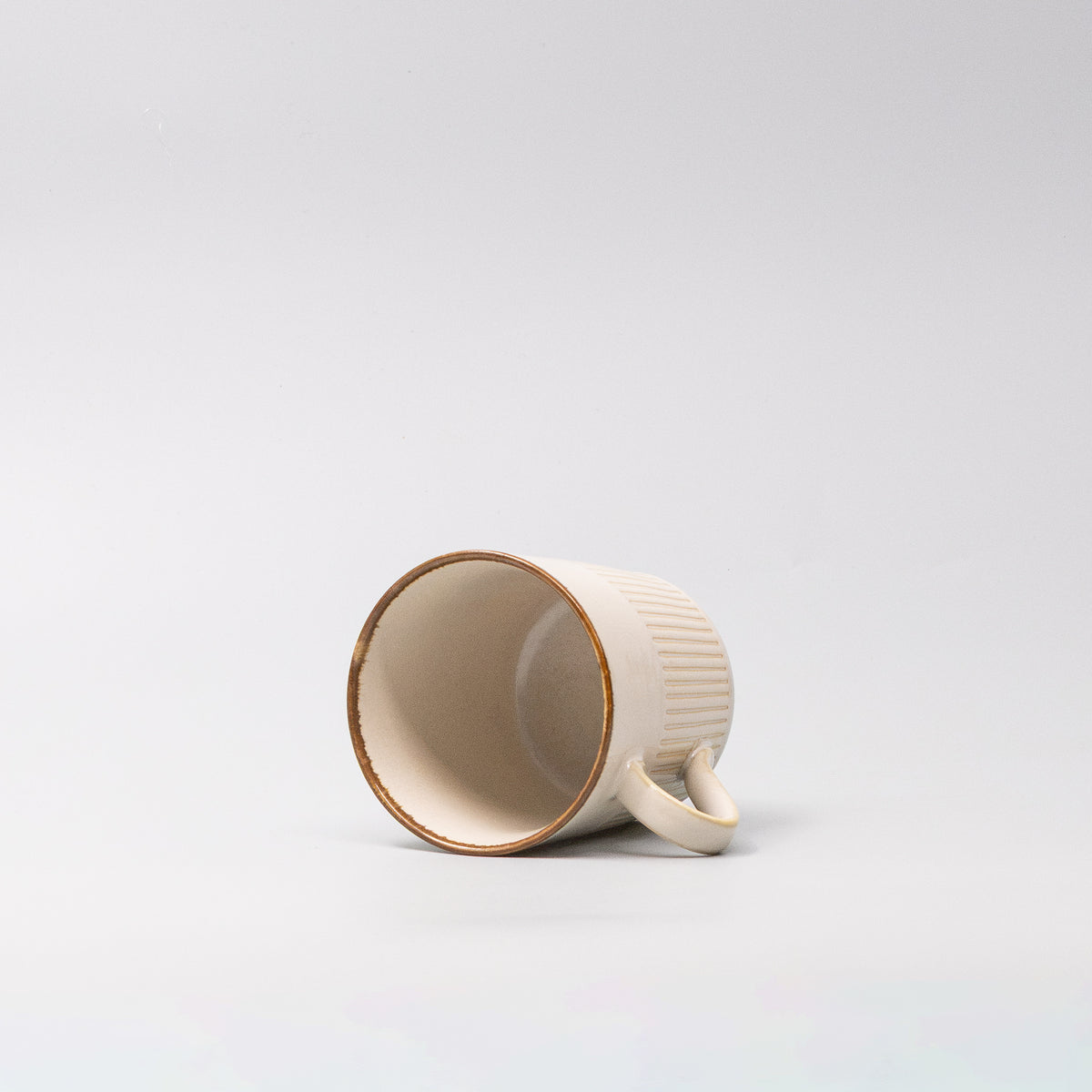 Mug with Handle Ridged White Glaze