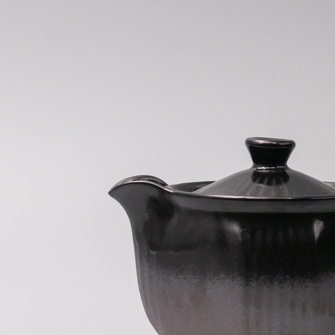 handcrafted black tea pot close up