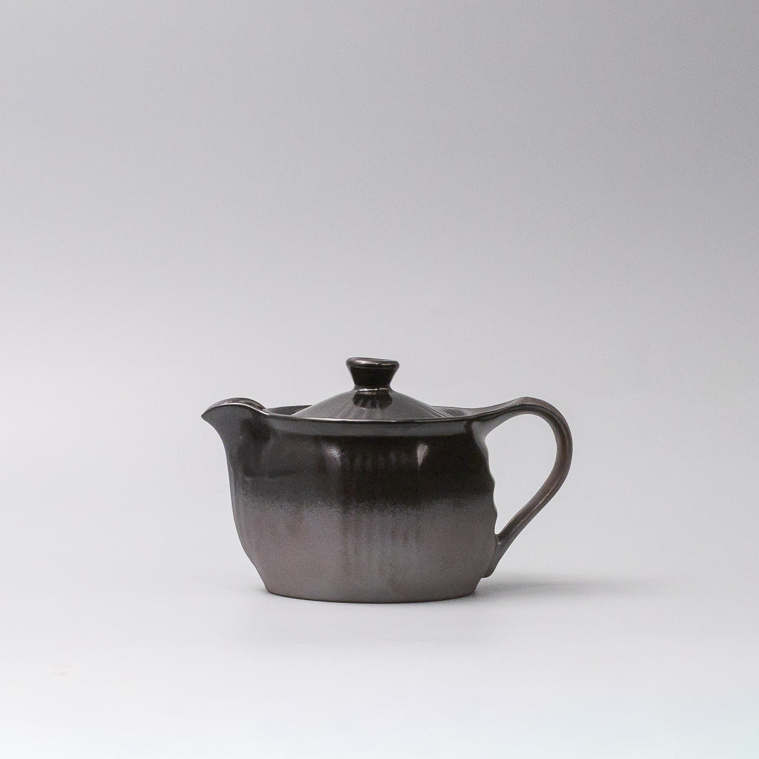 charcoal glaze teapot side view