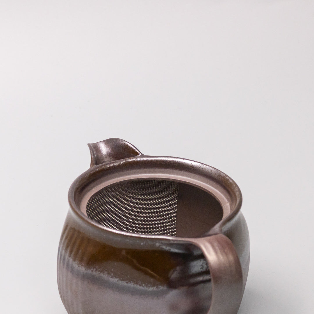 brown and charcoal glaze ceramic teapot