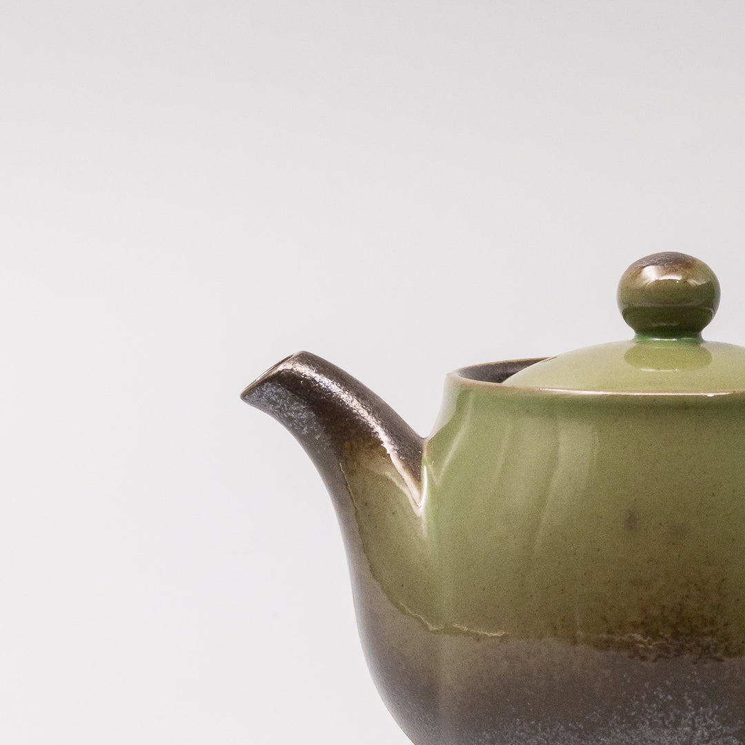 Japanese ceramic teapot green glaze