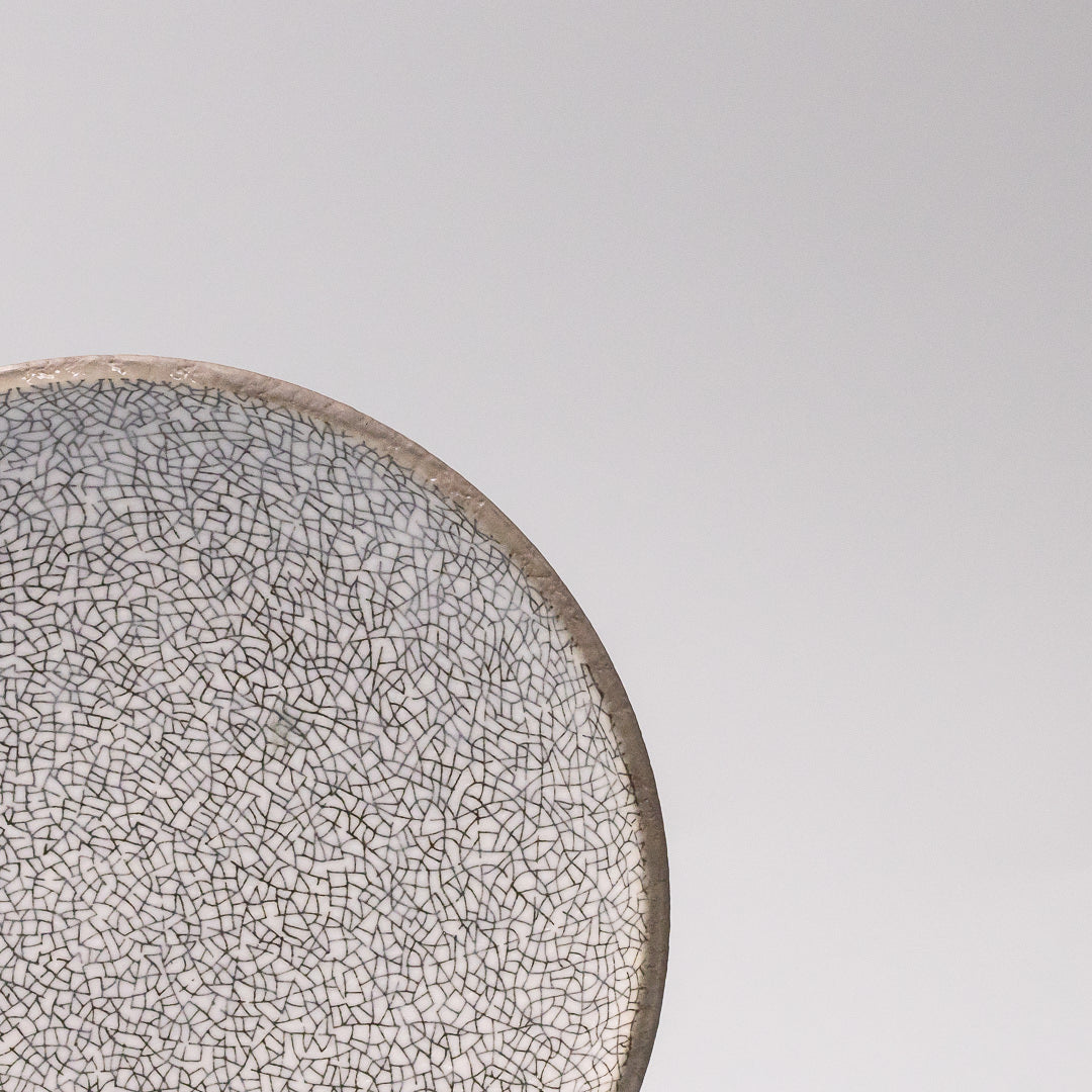 handcrafted grey glaze side plate close up