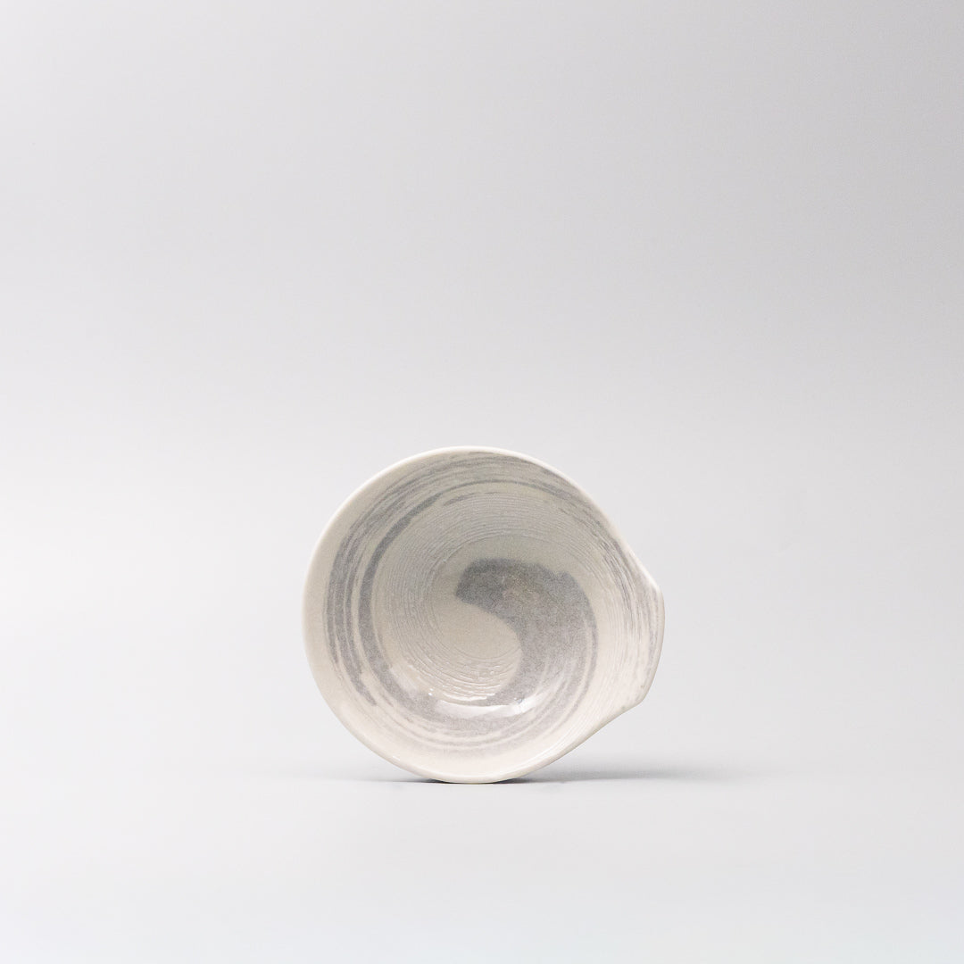 Bowl with Handle 13cm Grey Swirl Glaze
