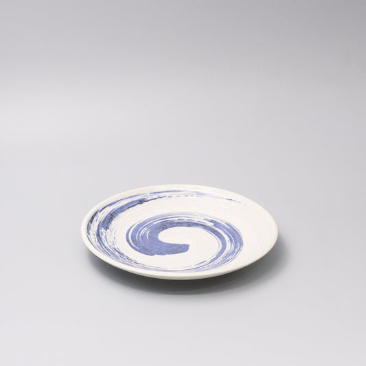 Plate 19cm Blue Swirl Glaze 45 degree view