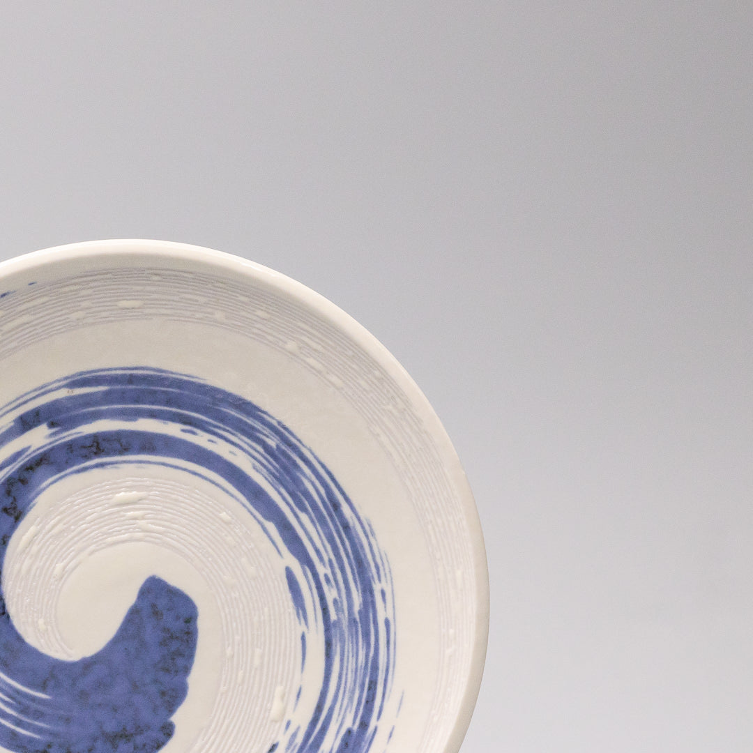 Japanese ceramic plate blue swirl glaze