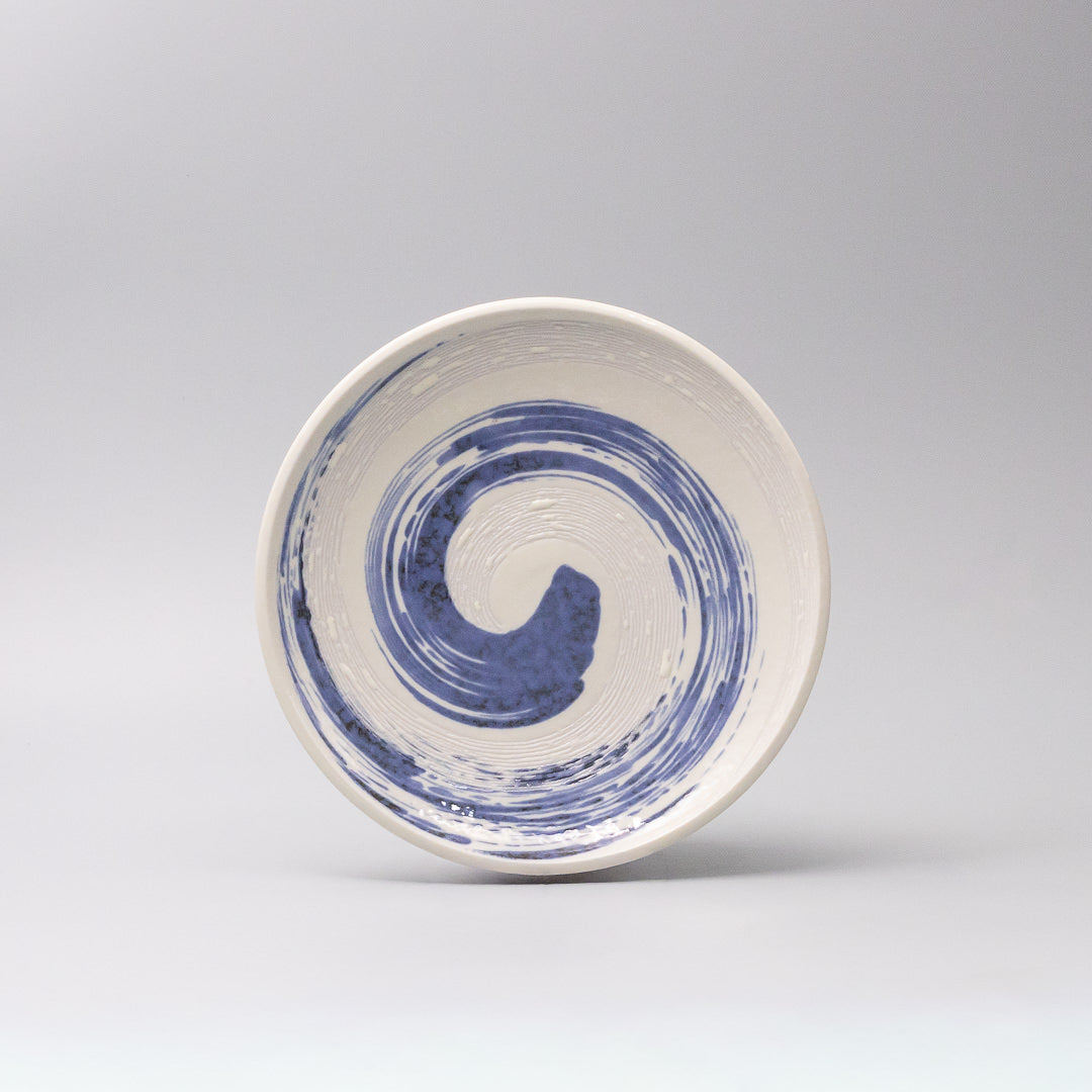 blue brushstroke ceramic plate top view