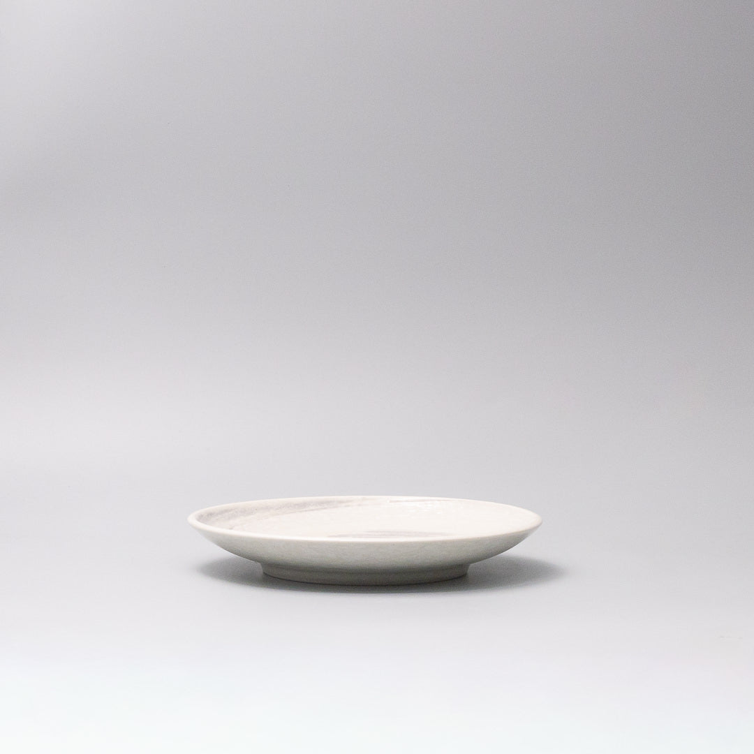 artisan Japanese dinner plate grey swirl glaze