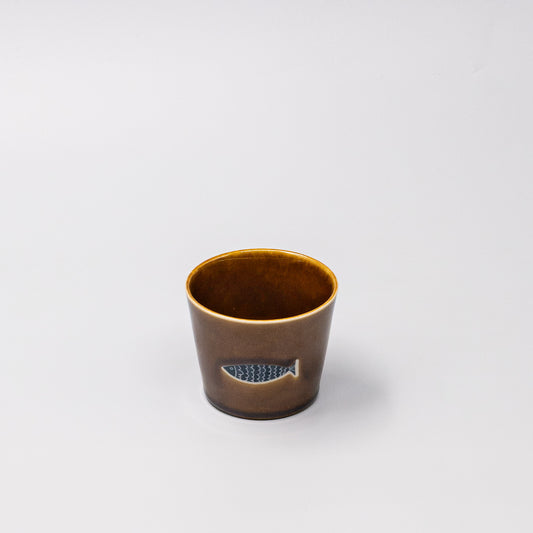 Cup Soba 8cm Brown Fish Design