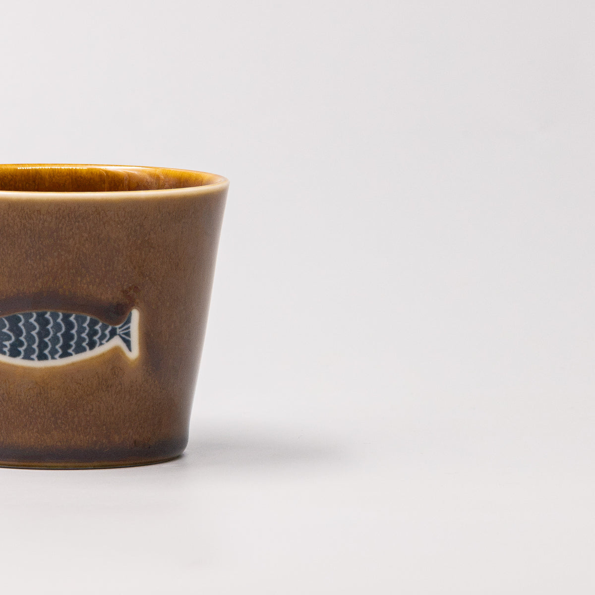 Cup Soba 8cm Brown Fish Design