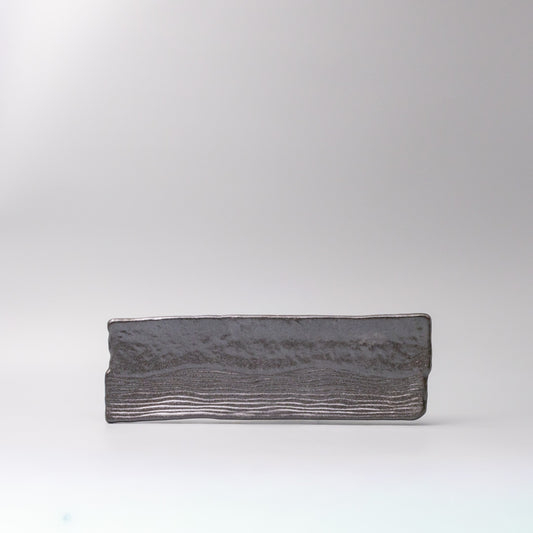 handmade ceramic rectangular plate black glaze front view