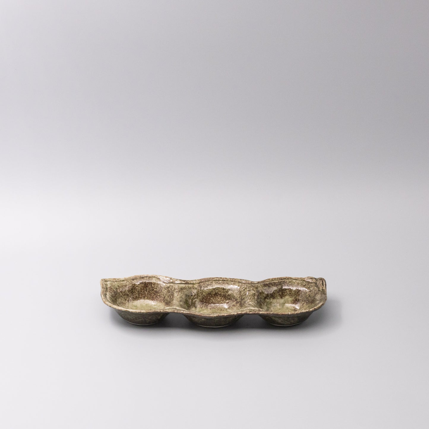 Edamame Triple Pod Dish 200ml Green Glaze