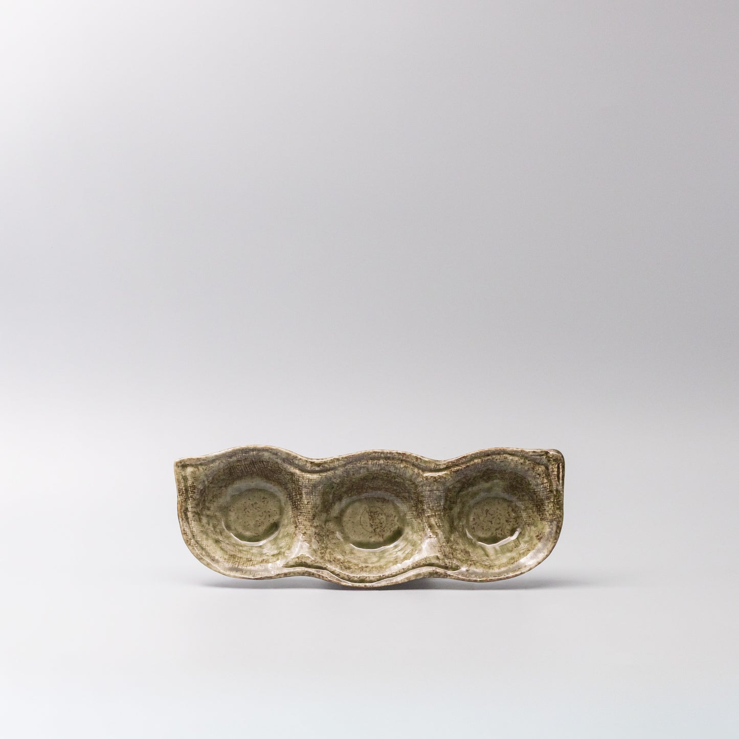Edamame Triple Pod Dish 200ml Green Glaze