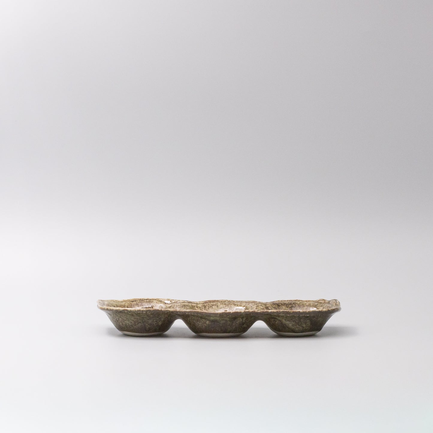 Edamame Triple Pod Dish 200ml Green Glaze