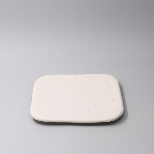 Plate Square 25cm Shell White Slab Glaze