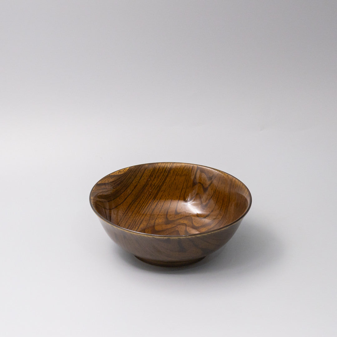 19cm ceramic udon bowl dark kurumi glaze 45 degree angle