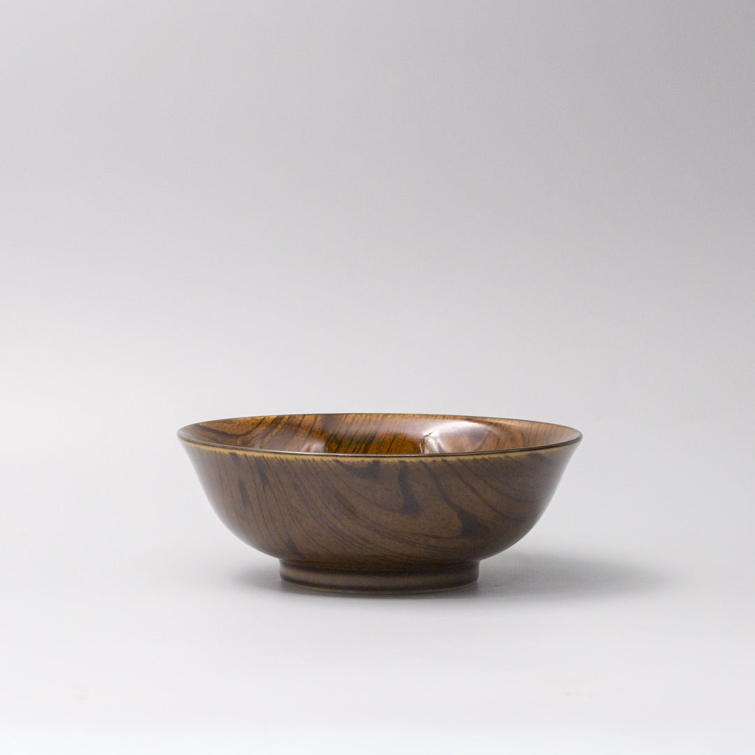 19cm ceramic udon bowl dark kurumi glaze side view profile