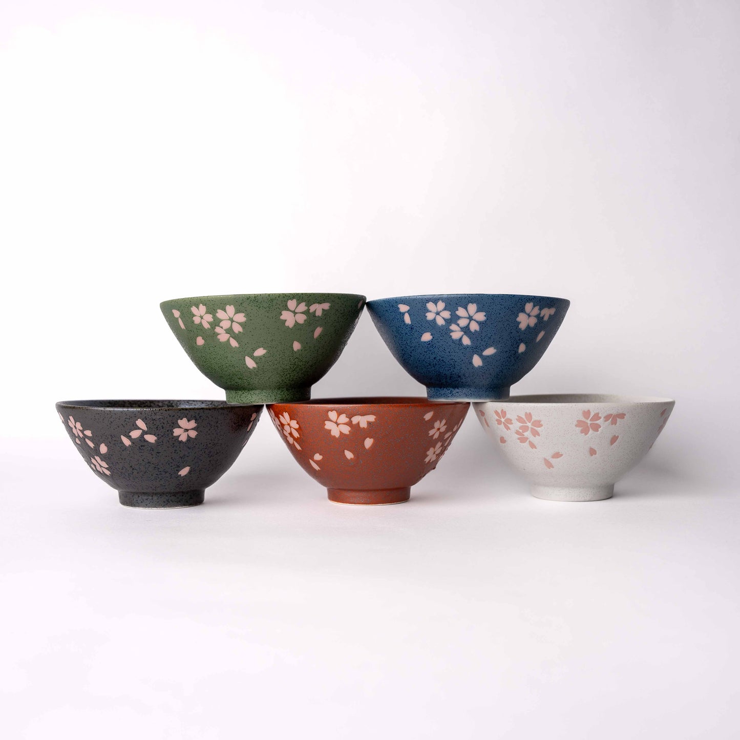 Gift Set Five Rice Bowls / Cherry Blossom Design / 12D x 5.7H