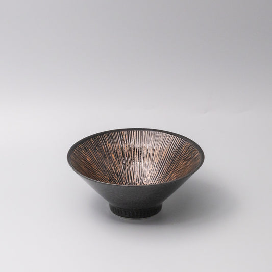 Bowl V shape 19cm Bronze Converging Line Glaze