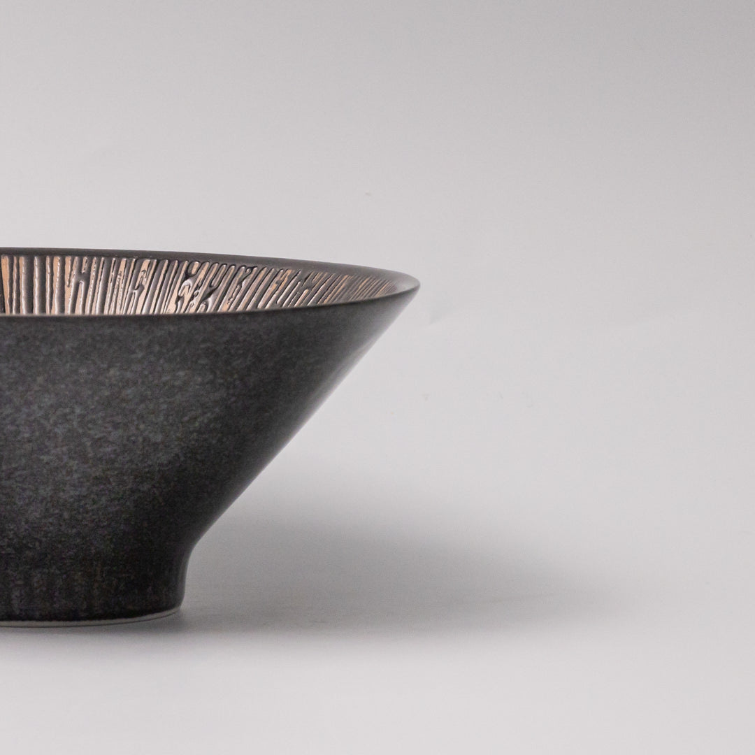 Bowl V shape 19cm Bronze Converging Line Glaze