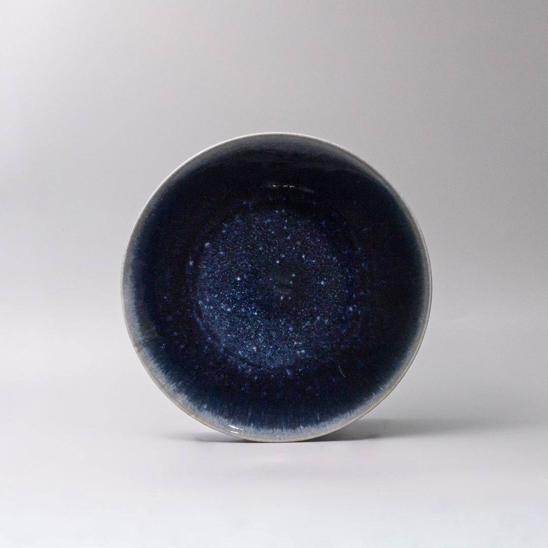 28.5cm ceramic platter ink blue glaze front view round platter