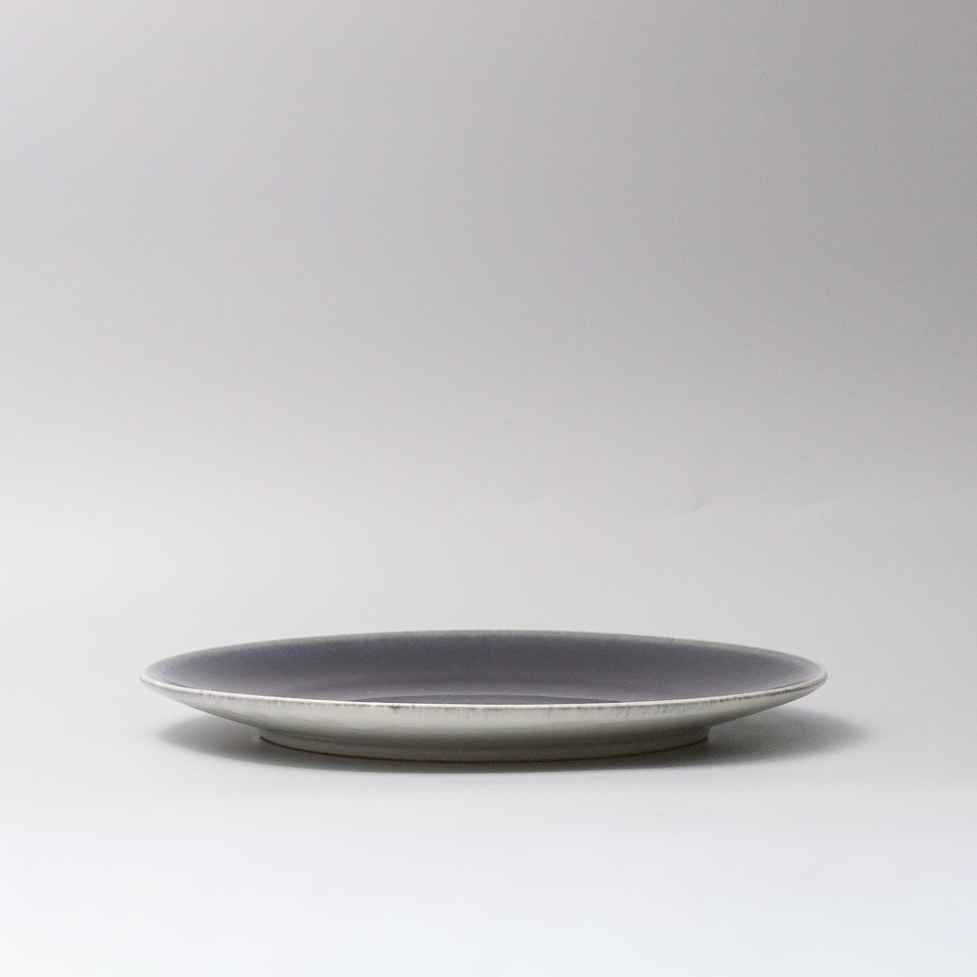 28.5cm ceramic platter ink blue glaze side view profile platter