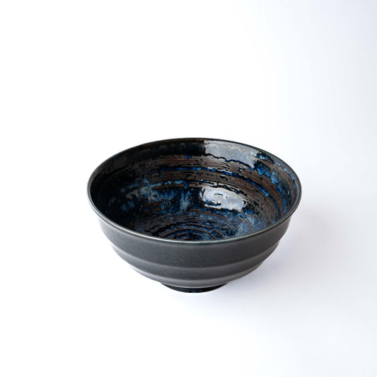 Fluted Udon Bowl 700 ml / Copper Swirl Glaze / 17 cm