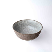 Udon Bowl Fluted 17cm Crazed Grey Glaze