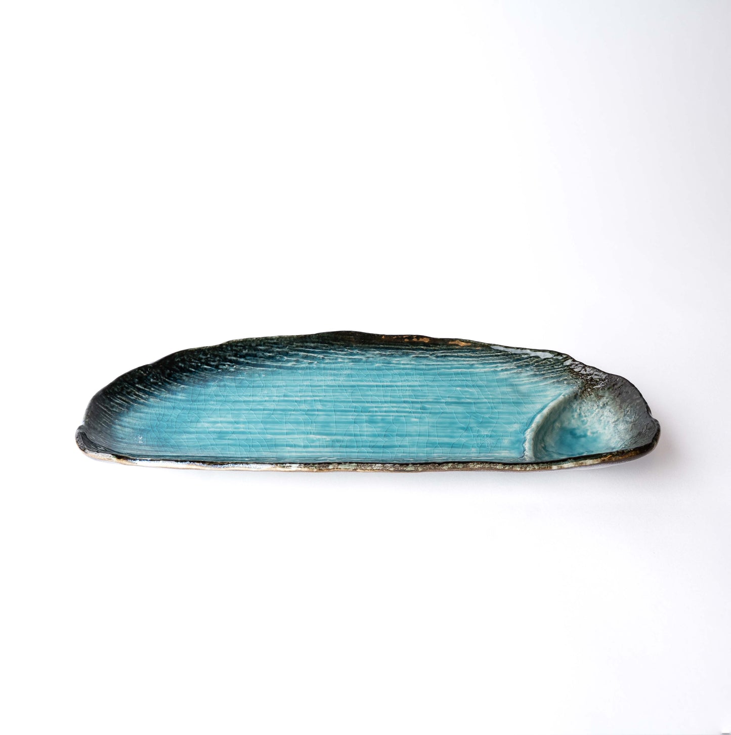 Organic Dumpling Plate 28 cm / Sky Blue Glaze