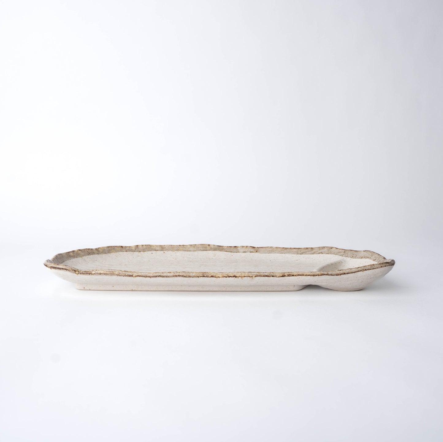 Organic Dumpling Plate 28 cm / Shirokaratsu Glaze