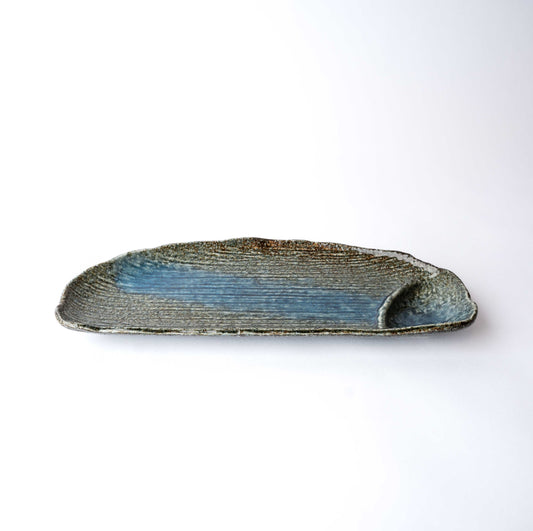 Organic Dumpling Plate 28 cm / Denim Glaze