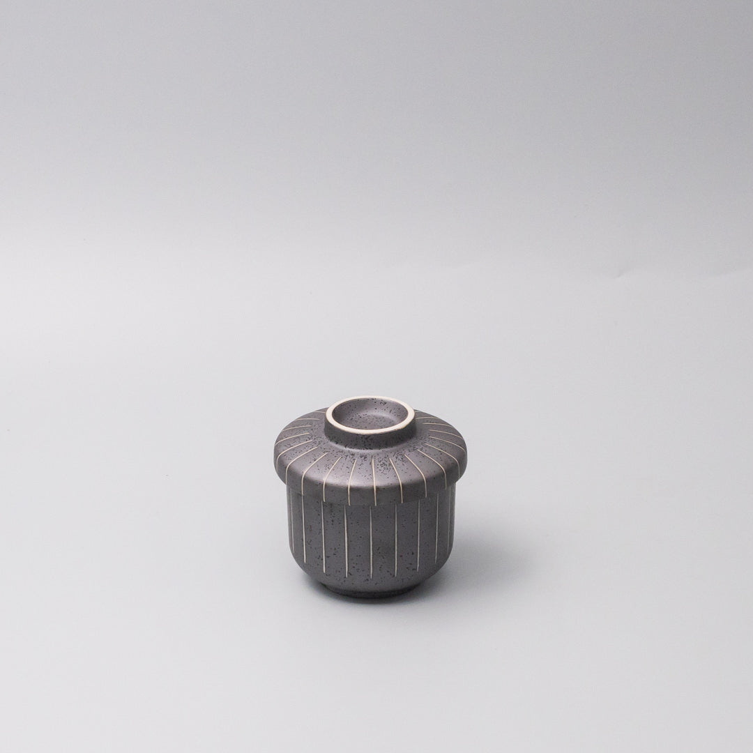 Cup Chawanmushi 170ml Matt Black Stripe Glaze