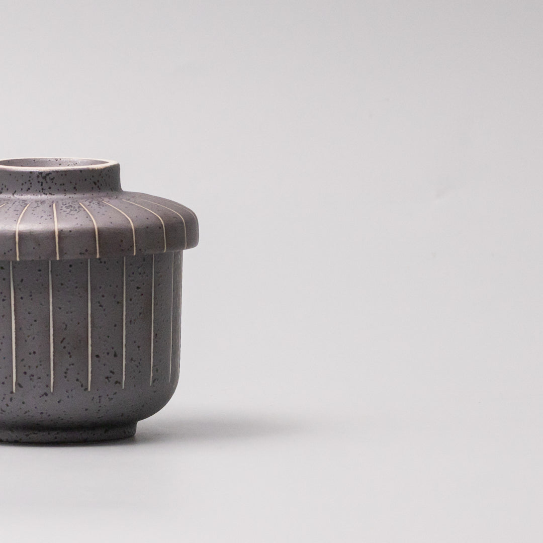 Cup Chawanmushi 170ml Matt Black Stripe Glaze