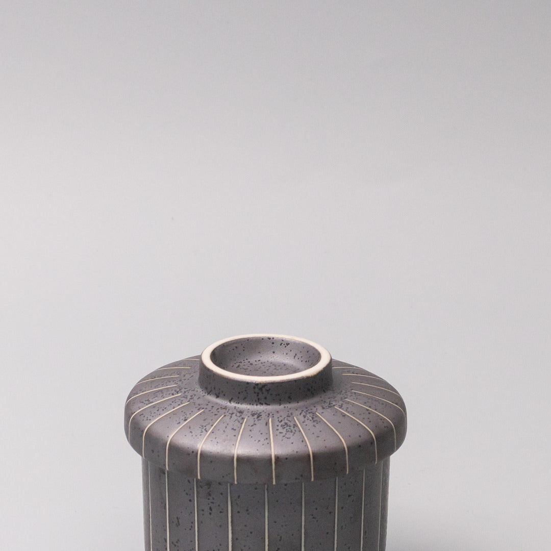 Cup Chawanmushi 170ml Matt Black Stripe Glaze
