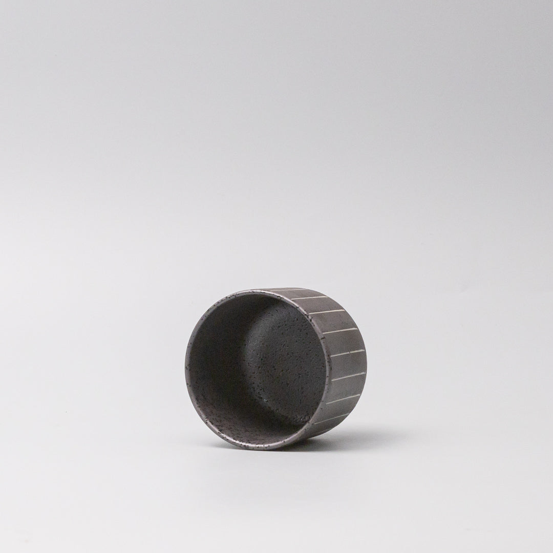 Cup Chawanmushi 170ml Matt Black Stripe Glaze