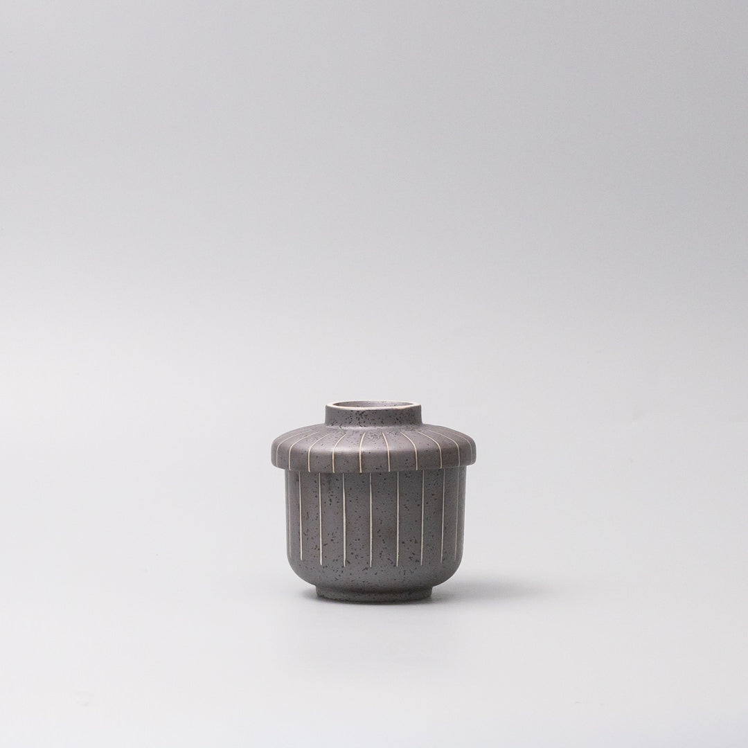 Cup Chawanmushi 170ml Matt Black Stripe Glaze