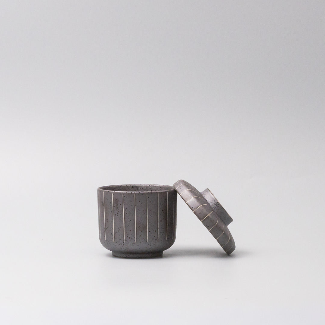 Cup Chawanmushi 170ml Matt Black Stripe Glaze