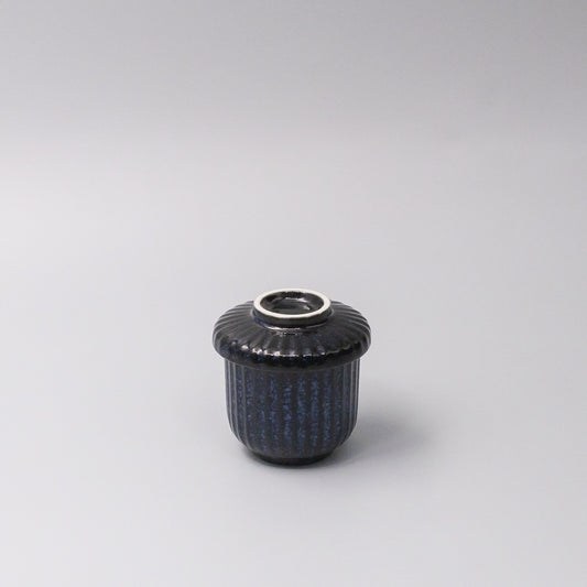 170ml ceramic chawanmushi cup indigo blue glaze 45 degree angle with lid