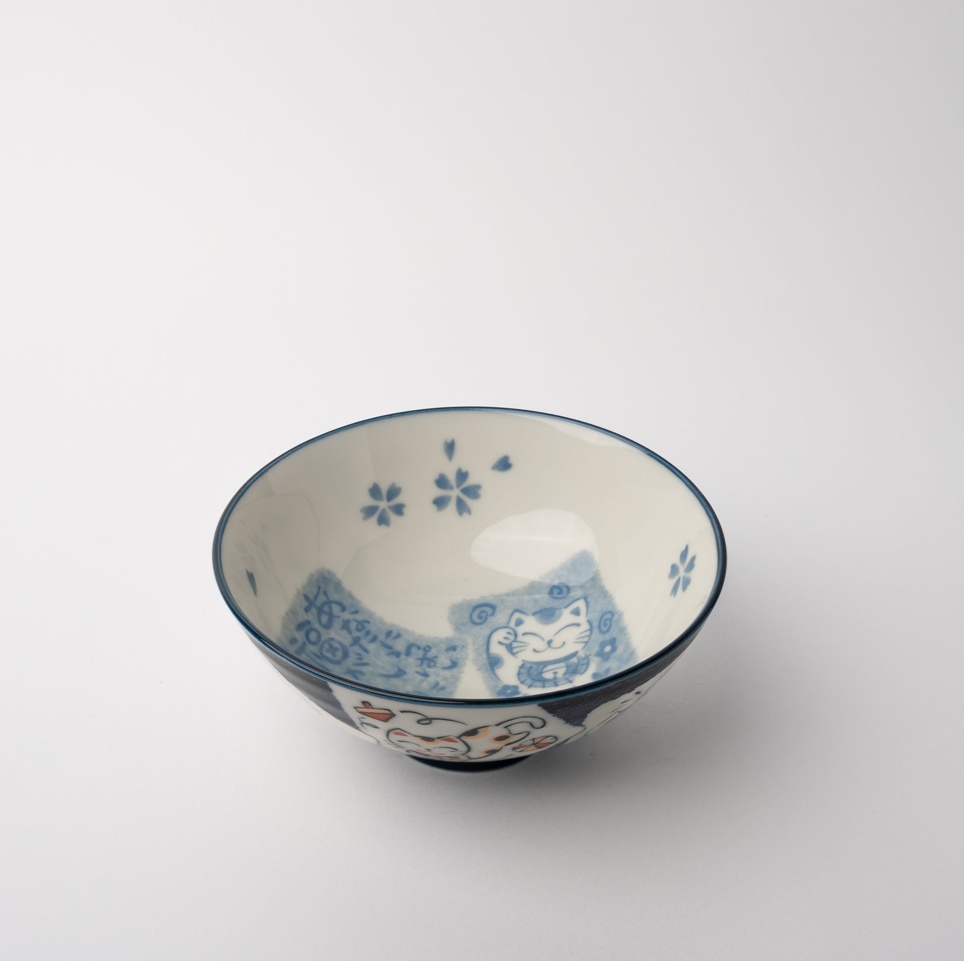 Rice Bowl 14cm Maneki Cat Design