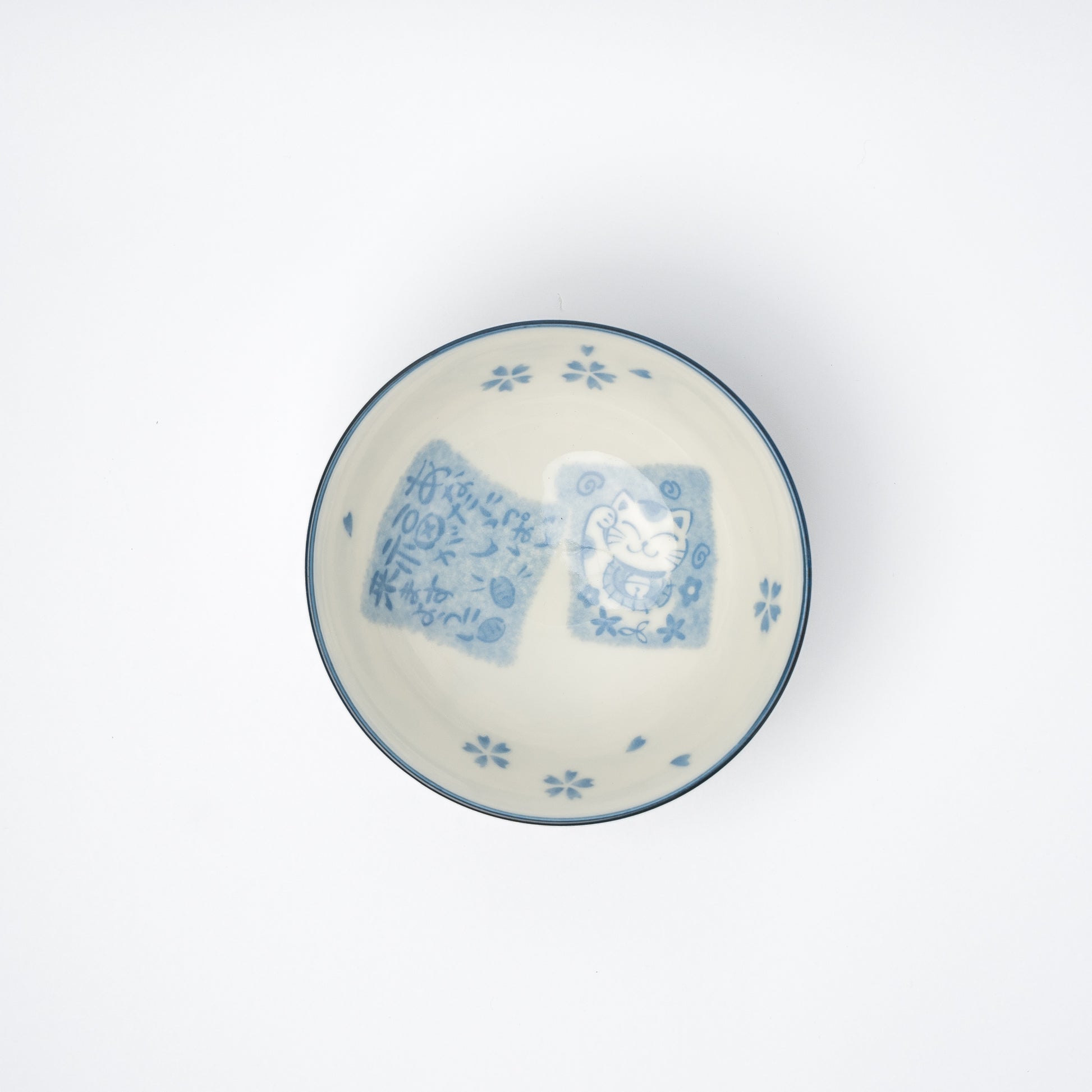 Rice Bowl 14cm Maneki Cat Design