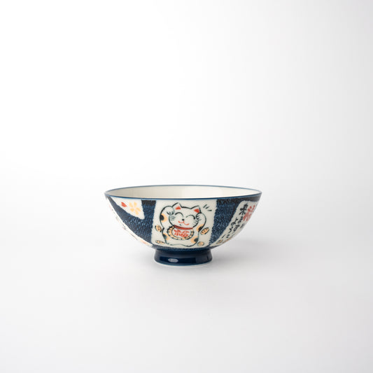 Rice Bowl 14cm Maneki Cat Design