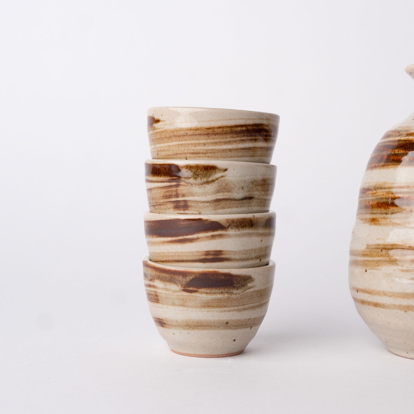 Gift Sake Set for Four 280 ml / Wheat Glaze