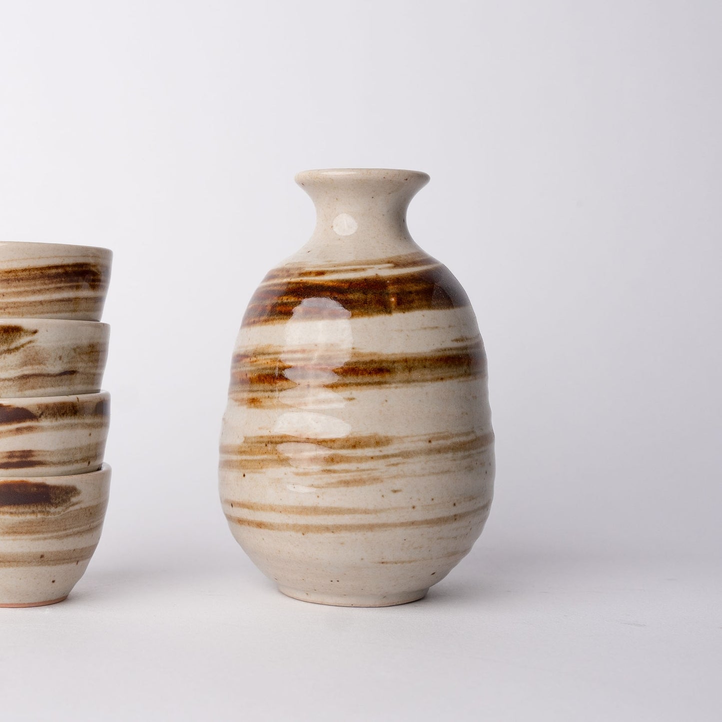 Gift Sake Set for Four 280 ml / Wheat Glaze