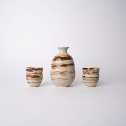 Sake Set for Four 280ml Wheat Glaze