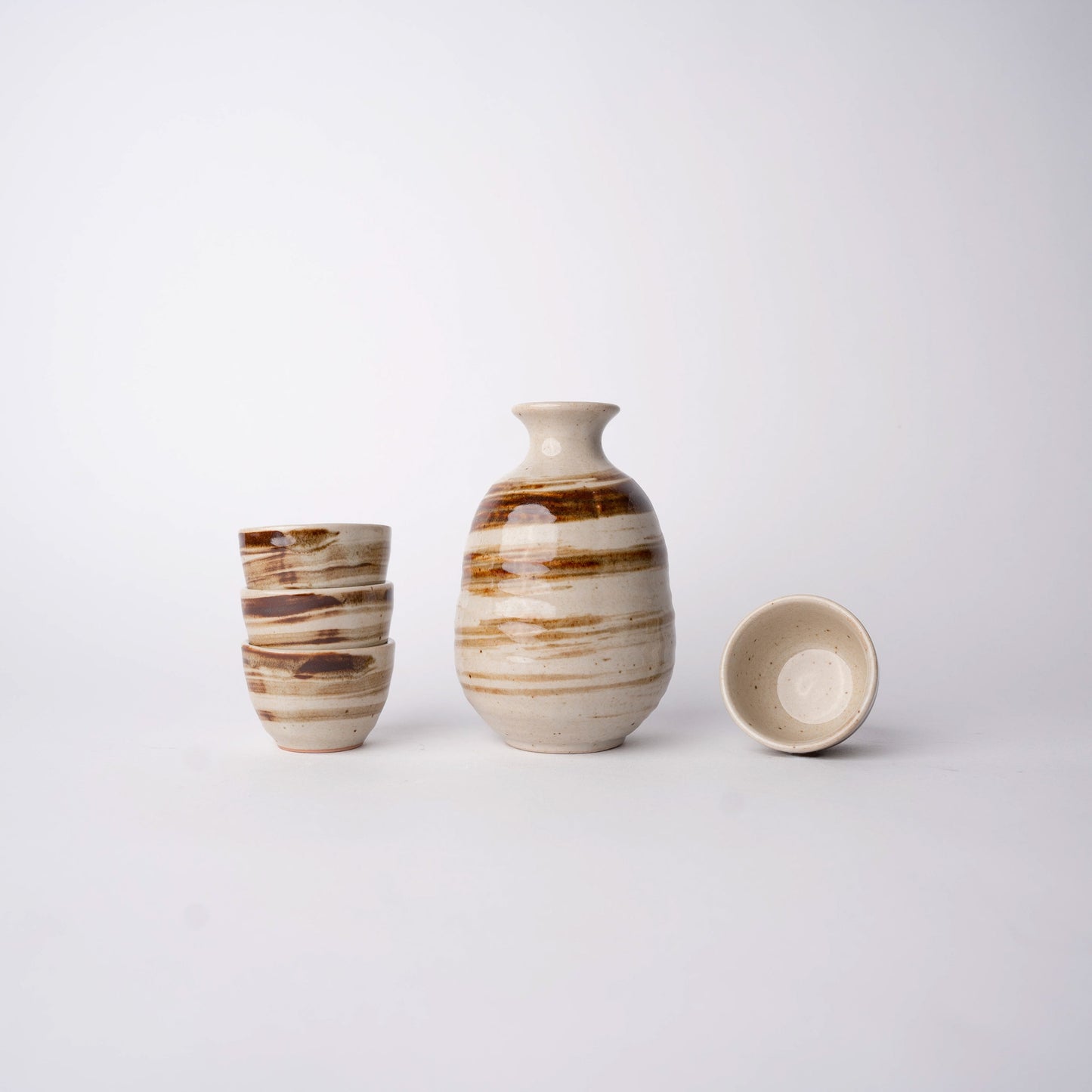 Gift Sake Set for Four 280 ml / Wheat Glaze