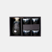 Gift Sake Set for Four 280 ml / Ink Fade Glaze