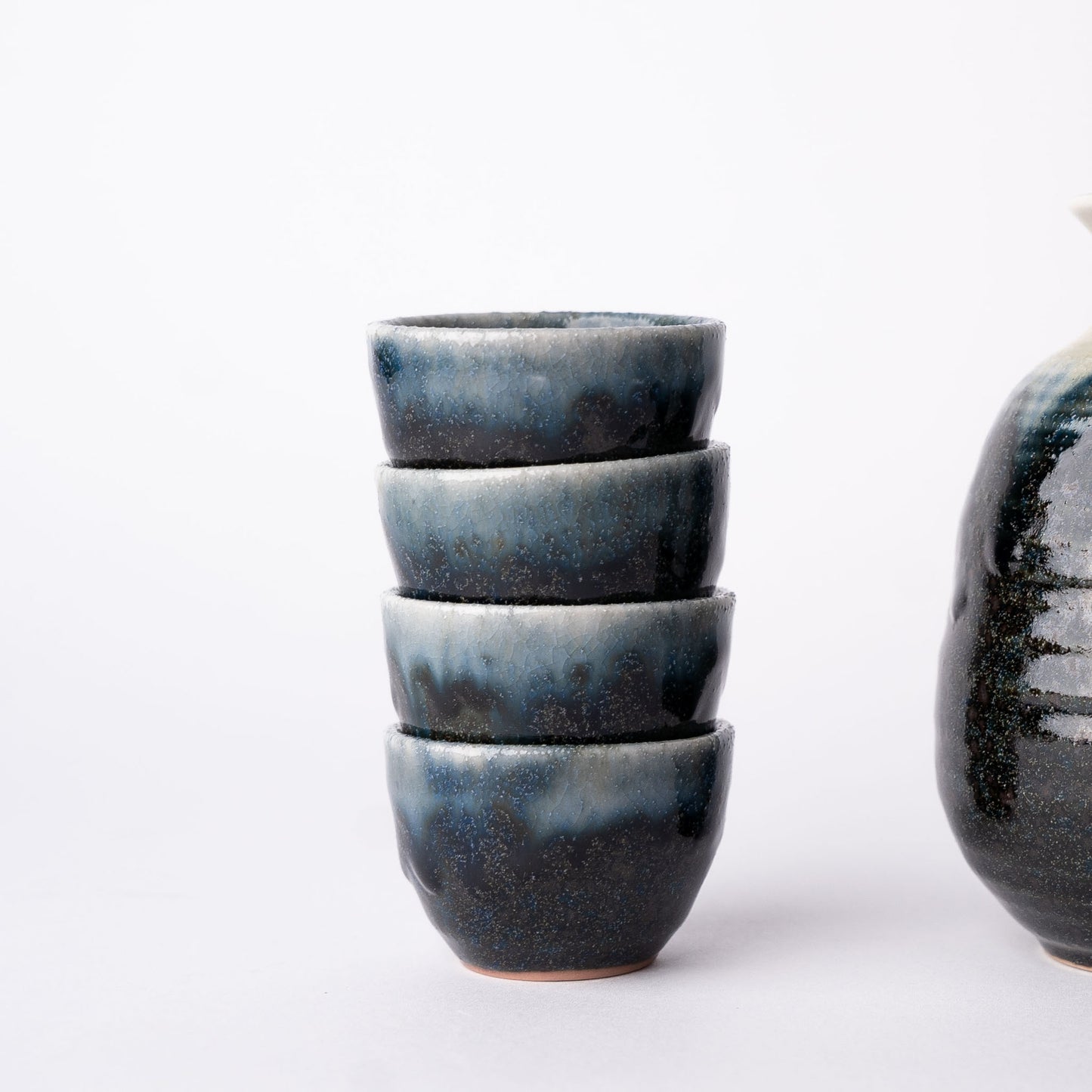 Gift Sake Set for Four 280 ml / Ink Fade Glaze